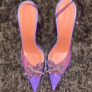 Size 40/US 10 Amina Muaddi Rosie Slingback Bow Pumps.
